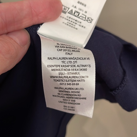 POLO Ralph Lauren Polo Men Varsity Big P Navy T-Shirt Long Sleeve Tee NWT Large - Picture 8 of 12